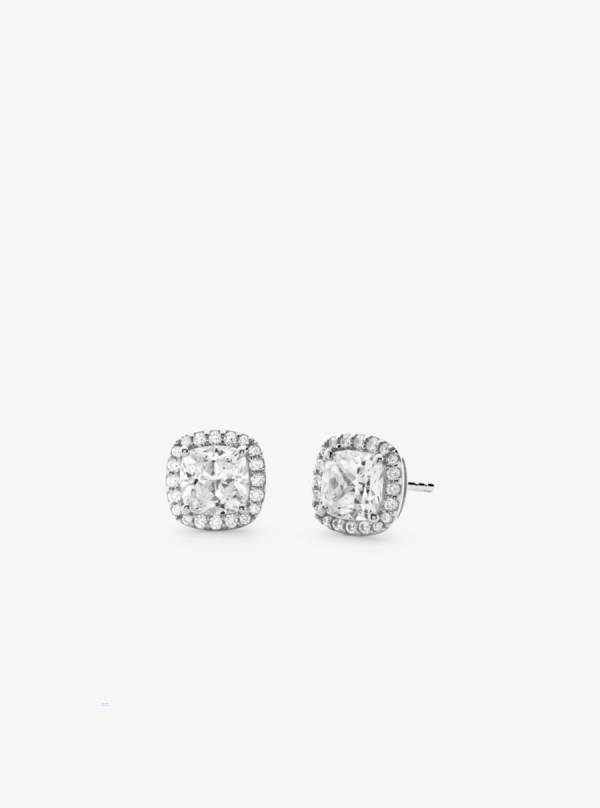 Damske Nausnice Michael Kors Precious Metal-Plated Sterling Silver Pavé Stud Strieborne - Šperky Michael Kors Akcia | BLDQR-1378